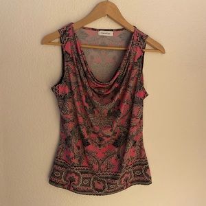 Calvin Klein pink draped neck top sz M.